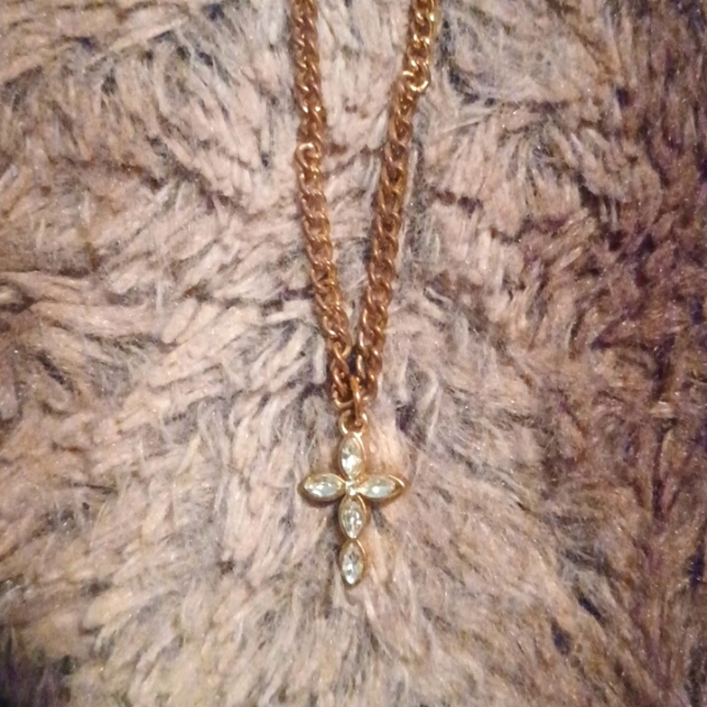 Cross necklace and 2 rings